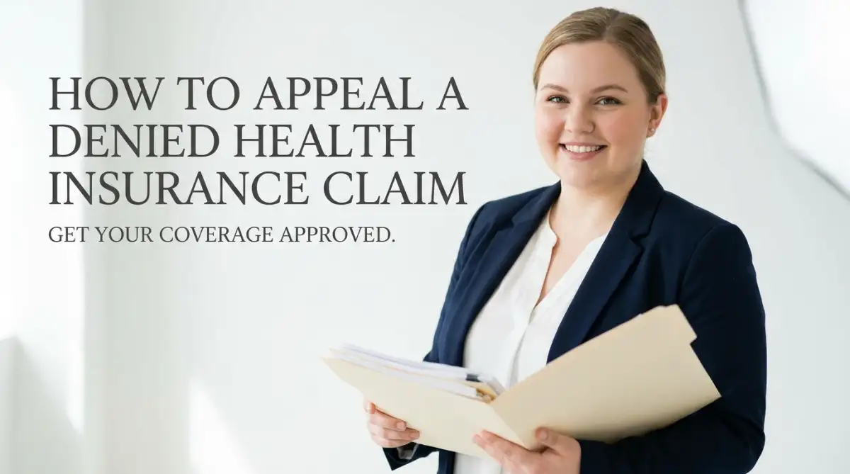 A confident female professional holding a medical folder, explaining the exact process of how to appeal a denied health insurance claim successfully.